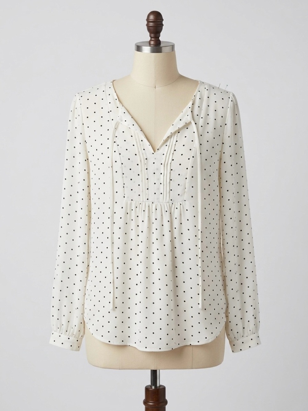 LOFT White Blouse with Black Polka Dots